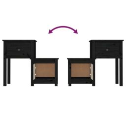 Berkfield Home Bedside Cabinet Black 79.5x38x65.5 cm Solid Wood Pine - thumbnail 5