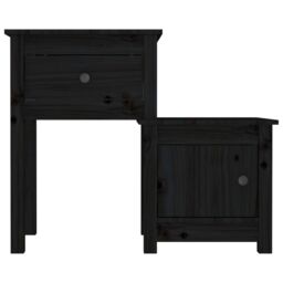 Berkfield Home Bedside Cabinet Black 79.5x38x65.5 cm Solid Wood Pine - thumbnail 4