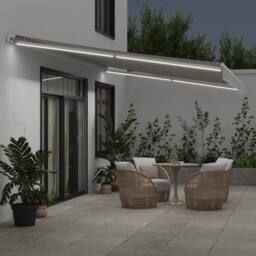 Berkfield Home Manual Retractable Awning with LED Anthracite&White 600x350 cm in Black - thumbnail 3