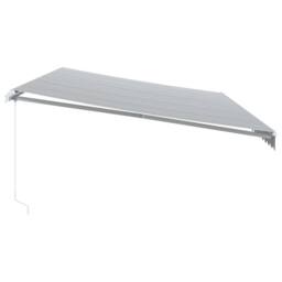 Berkfield Home Manual Retractable Awning with LED Anthracite&White 600x350 cm in Black - thumbnail 5