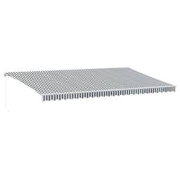 Berkfield Home Manual Retractable Awning with LED Anthracite&White 600x350 cm in Black - thumbnail 2