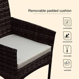 Alivio 4 Seater Rattan Furniture Set with Coffee Table & Cushions (Black) in Brown - thumbnail 2