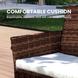 Alivio 4 Seater Rattan Furniture Set with Coffee Table & Cushions (Black) in Brown - thumbnail 8