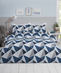 Rapport Home Leo Polycotton Duvet Cover Set With Pillowcase in Navy - Size: Double - thumbnail 1