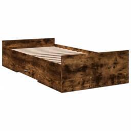 Berkfield Home Bed Frame with Drawers without Mattress Smoked Oak 100x200 cm in Brown - thumbnail 6