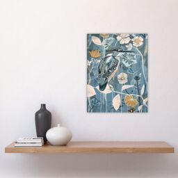 "Artery8 Blue Kingfisher Bird Floral Branch Flower Pattern Wall Art Print - Size: W24"" x H32""" - thumbnail 4