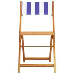 Berkfield Home Beautiful 3 Piece Bistro Set Blue & White Fabric & Solid Wood - thumbnail 4