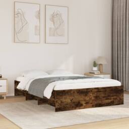 Berkfield Home Bed Frame without Mattress Smoked Oak 140x190 cm Engineered Wood in Brown - thumbnail 2