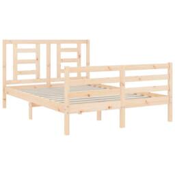 Berkfield Home Beautiful Bed Frame with Headboard 140x190 cm Solid Wood in Light Tan - thumbnail 5