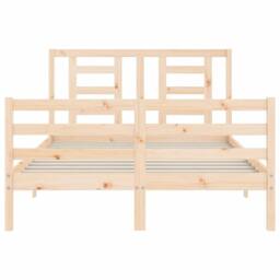 Berkfield Home Beautiful Bed Frame with Headboard 140x190 cm Solid Wood in Light Tan - thumbnail 6