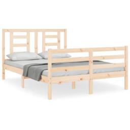 Berkfield Home Beautiful Bed Frame with Headboard 140x190 cm Solid Wood in Light Tan - thumbnail 3
