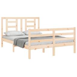 Berkfield Home Beautiful Bed Frame with Headboard 140x190 cm Solid Wood in Light Tan - thumbnail 4