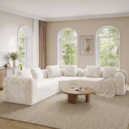 Dprodo Modular Sectional Large L-Shaped Chenille Corner Sofa in Beige - Size: 3 Pack - thumbnail 2