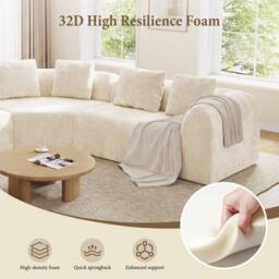 Dprodo Modular Sectional Large L-Shaped Chenille Corner Sofa in Beige - Size: 3 Pack - thumbnail 6