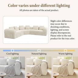 Dprodo Modular Sectional Large L-Shaped Chenille Corner Sofa in Beige - Size: 3 Pack - thumbnail 8
