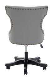 Orsina Black Leather‑Effect Office Chair, Tufted Wingback Seat with Studded Trim, Height‑Adjustable Swivel Chair in Grey - thumbnail 5