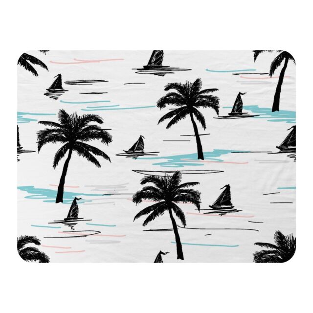 Benjamin Tate Design Palm Trees & Sailboats Blanket in Natural - Size: 120 cm x 150 cm - image 1