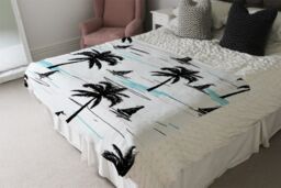 Benjamin Tate Design Palm Trees & Sailboats Blanket in Natural - Size: 120 cm x 150 cm - thumbnail 3