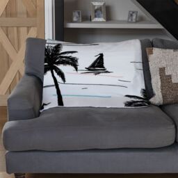 Benjamin Tate Design Palm Trees & Sailboats Blanket in Natural - Size: 120 cm x 150 cm - thumbnail 2
