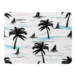 Benjamin Tate Design Palm Trees & Sailboats Blanket in Natural - Size: 120 cm x 150 cm - thumbnail 1