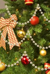 Neel Blue 9M Metallic Christmas Bead Chain - 7.5mm Shiny Pearl Garland in Bronze - thumbnail 6