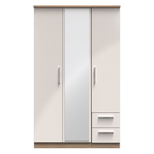Ready Assembled 2 U Windsor Triple Mirror + Drawer Wardrobe (Ready Assembled) in Beige - image 1