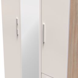 Ready Assembled 2 U Windsor Triple Mirror + Drawer Wardrobe (Ready Assembled) in Beige - thumbnail 4