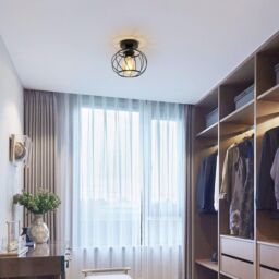 Pheashine Modern Round Cage Ceiling Light 18.5cm E27 Base, Bulb Not Included in Black - thumbnail 5