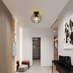 Pheashine Modern Round Cage Ceiling Light 18.5cm E27 Base, Bulb Not Included in Black - thumbnail 3