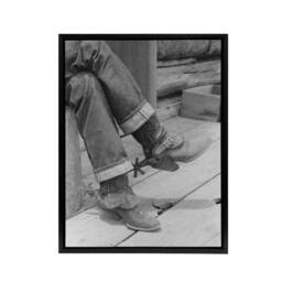"Artery8 Russell Lee Boots & Spurs Vintage Photograph Framed Canvas Art Print in Grey - Size: W12"" x H16""" - thumbnail 1