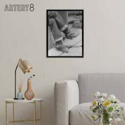 "Artery8 Russell Lee Boots & Spurs Vintage Photograph Framed Canvas Art Print in Grey - Size: W12"" x H16""" - thumbnail 3