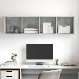 Berkfield Home Wall-mounted TV Cabinet Concrete Grey 37x37x142.5 cm Engineered Wood - thumbnail 6