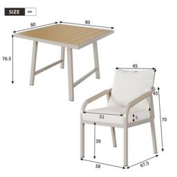 Merax Beige 4 Seater Garden Dining Set with Umbrella Hole Table & 4 Chairs - thumbnail 6