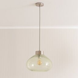 ValueLights Corinne Twill Spiral Green Glass Chrome Capped Ceiling Pendant Light in Light Green - thumbnail 3