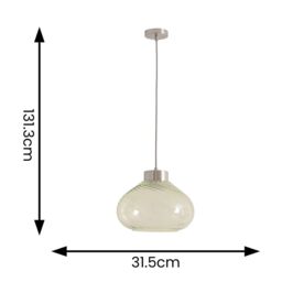 ValueLights Corinne Twill Spiral Green Glass Chrome Capped Ceiling Pendant Light in Light Green - thumbnail 6