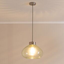 ValueLights Corinne Twill Spiral Green Glass Chrome Capped Ceiling Pendant Light in Light Green