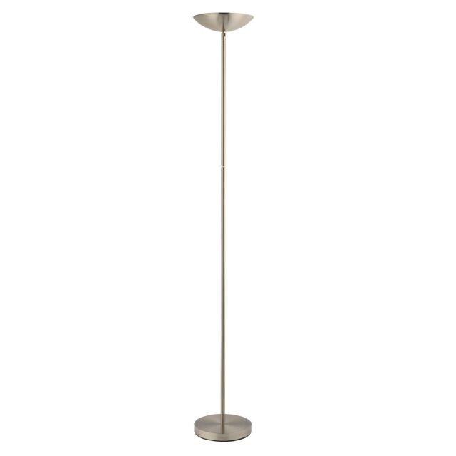 Happy Homewares Modern LED Uplighter Metal Floor Lamp with Memory Dimmer Button in Metallic Silver - image 1