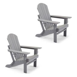 VonHaus Set of 2 Westport Reclining HDPE Folding Adirondack Garden Chairs in Grey - Size: 2 Pack - thumbnail 1