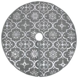 Berkfield Home Luxury Christmas Tree Skirt with Sock Grey 90 cm Fabric - thumbnail 3