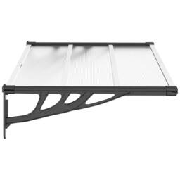 Berkfield Home Door Canopy Black & Transparent 122x90 cm Polycarbonate in Clear - thumbnail 4