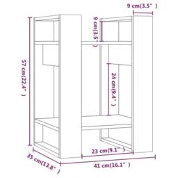Berkfield Home Beautiful Book Cabinet/Room Divider Grey 41x35x57 cm Solid Wood Pine - Size: 41 x 35 x 57 cm - thumbnail 8