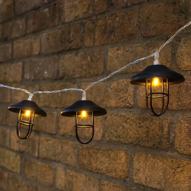 Lighting Collection Port Cage LED Outdoor Solar String Light in Black - image 1