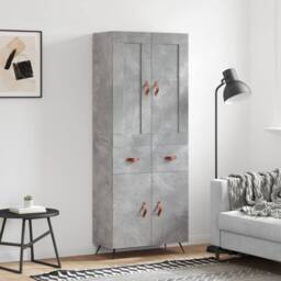Berkfield Home Highboard Concrete Grey 69.5x34x180 cm Engineered Wood - thumbnail 2