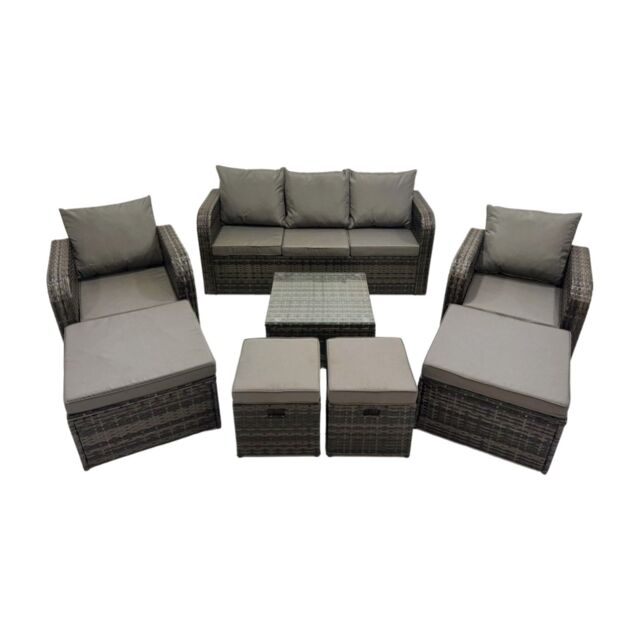 Fimous Garden Outdoor Furniture Set with 4 Stools Dark Grey Mixed - image 1