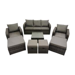 Fimous Garden Outdoor Furniture Set with 4 Stools Dark Grey Mixed - thumbnail 1