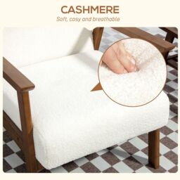 HOMCOM Boucle Accent Chair Armchair W/ Wide Seat for Living Room Bedroom in White - thumbnail 5