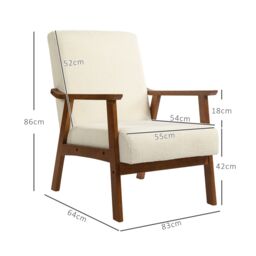 HOMCOM Boucle Accent Chair Armchair W/ Wide Seat for Living Room Bedroom in White - thumbnail 3
