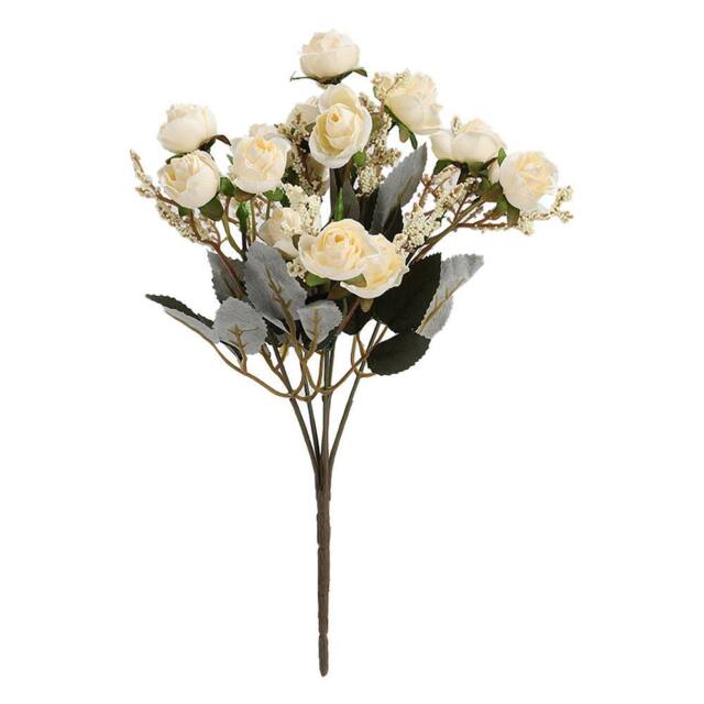 Living and Home Artificial Silk Rose Bouquet Wedding Decoration in Beige - image 1