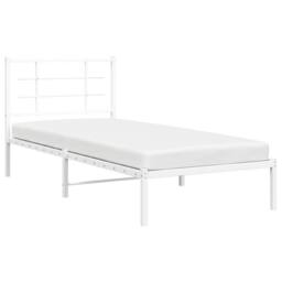 Berkfield Home Metal Bed Frame without Mattress with Headboard White 90x190cm - Size: 90x190 cm - thumbnail 4
