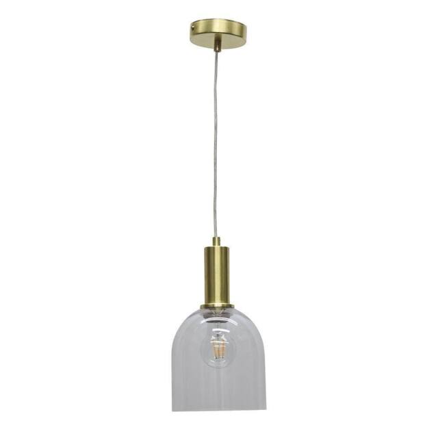 First Choice Lighting Belten - Clear Glass Cloche Satin Brass Deco Pendant Fitting - image 1